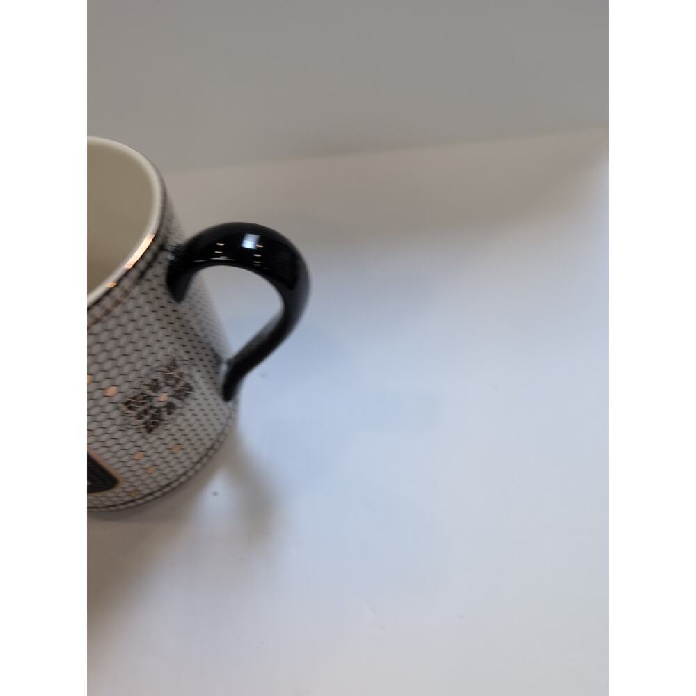 Anthropologie, Initial G Margot Tile Mug Monogram, White Black Gold Coffee Cup - Picture 2 of 7